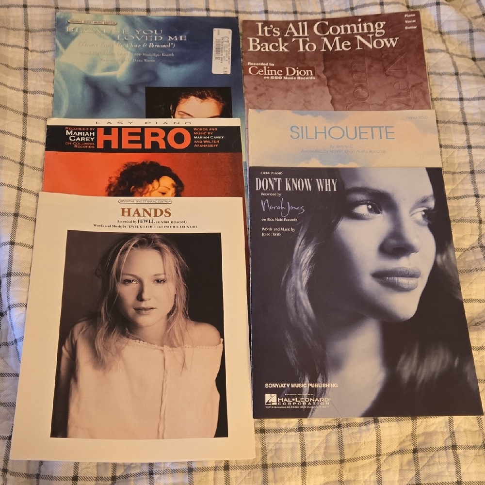Collection of 6 90s piano sheet music
